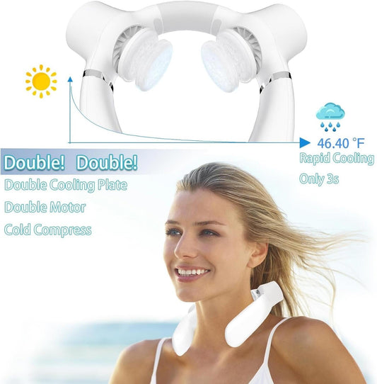 Neck Fan with Double Cooling Plate 3s produces 46.40°F Bladeless Portable Quiet