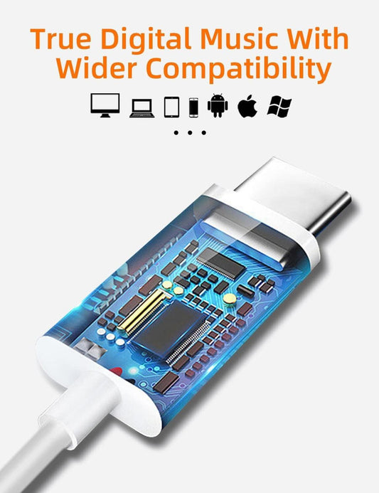 MAS CARNEY USB C Headphones TH4, Built-in Digital Chipset and Microphone, Black.