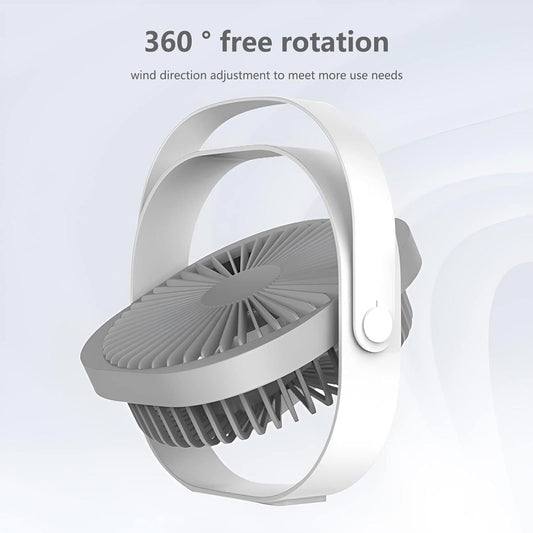Condinggen Portable Small Desk Fan,360 Degrees Rotatable Table Fan, White, New
