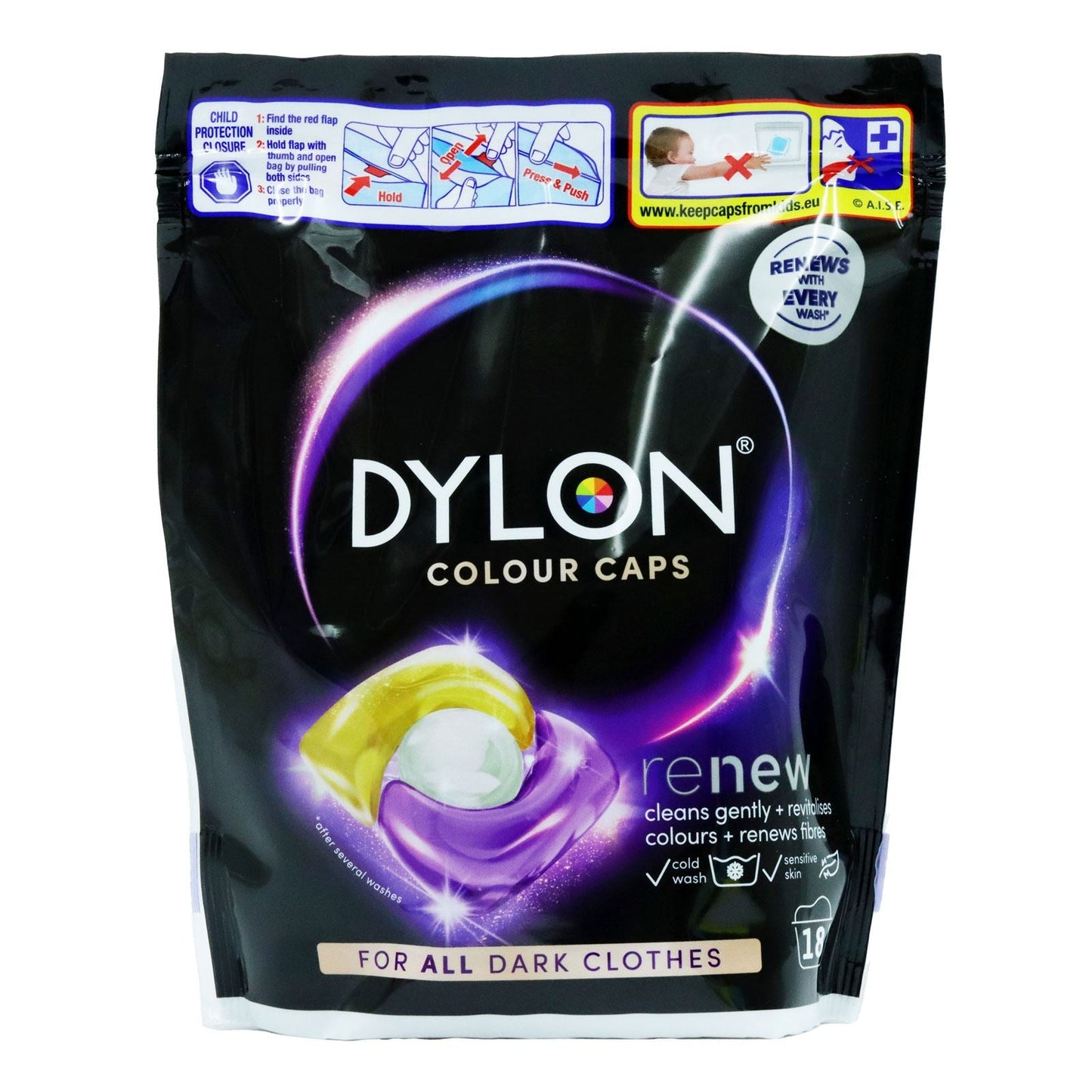 Dylon Dark Colour Caps Renew 18 Wash
