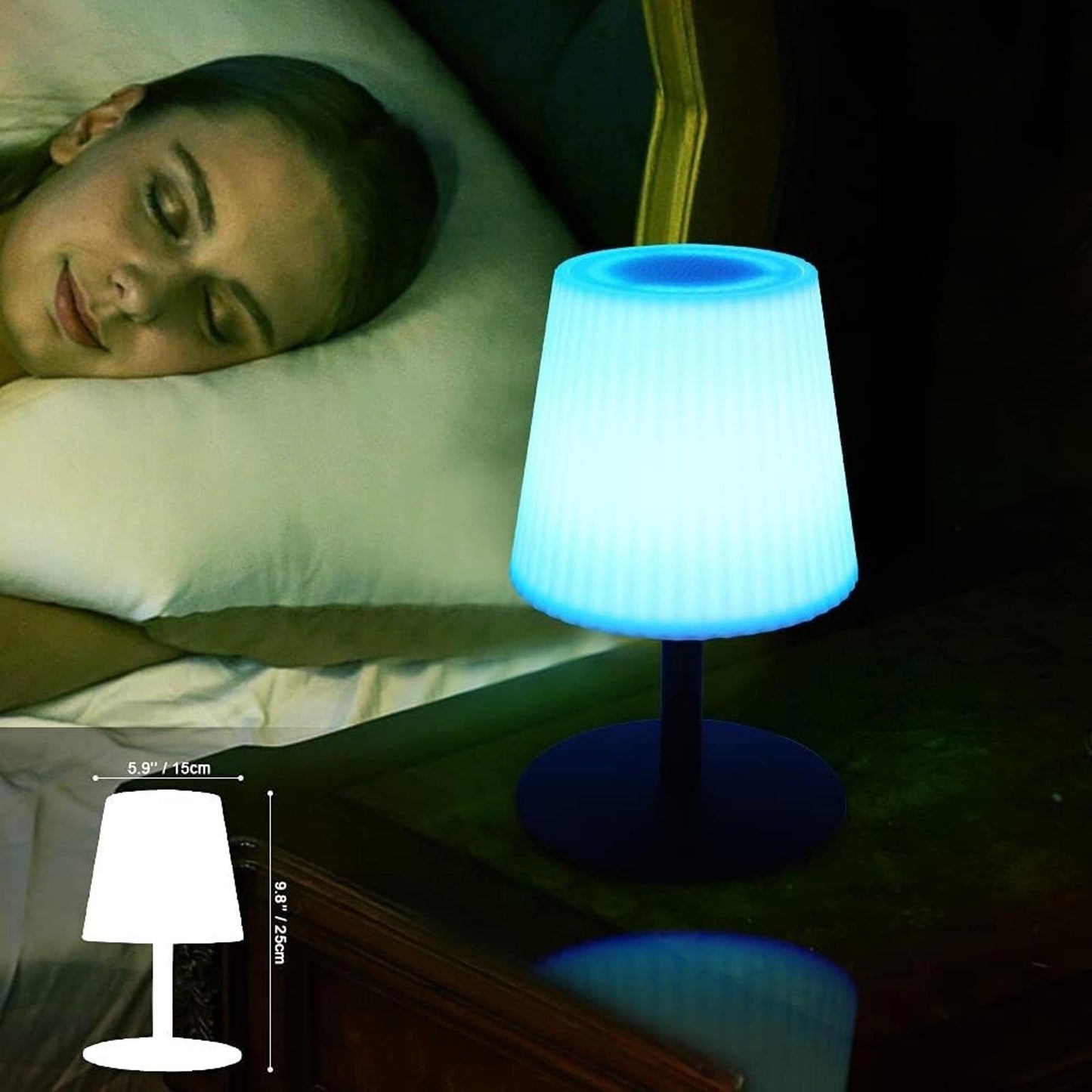 uuffoo RGB Table Lamp Bluetooth Speaker Rechargeable Night Light Remote Wireless