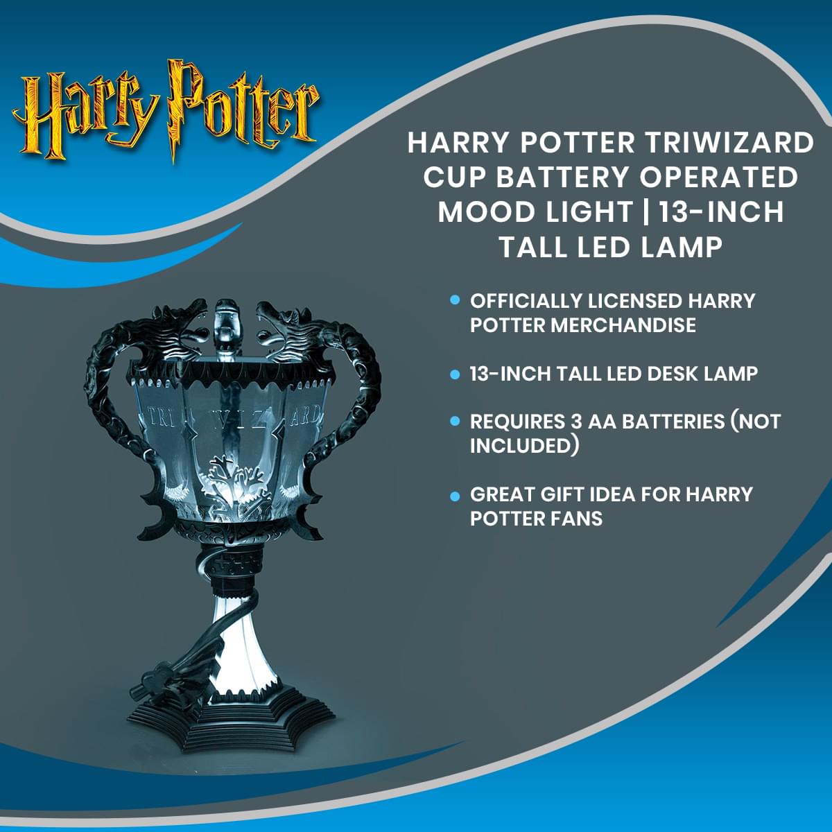 Harry Potter Triwizard Cup Battery Operated Mood Light | 13-Inch Tall LED Lamp