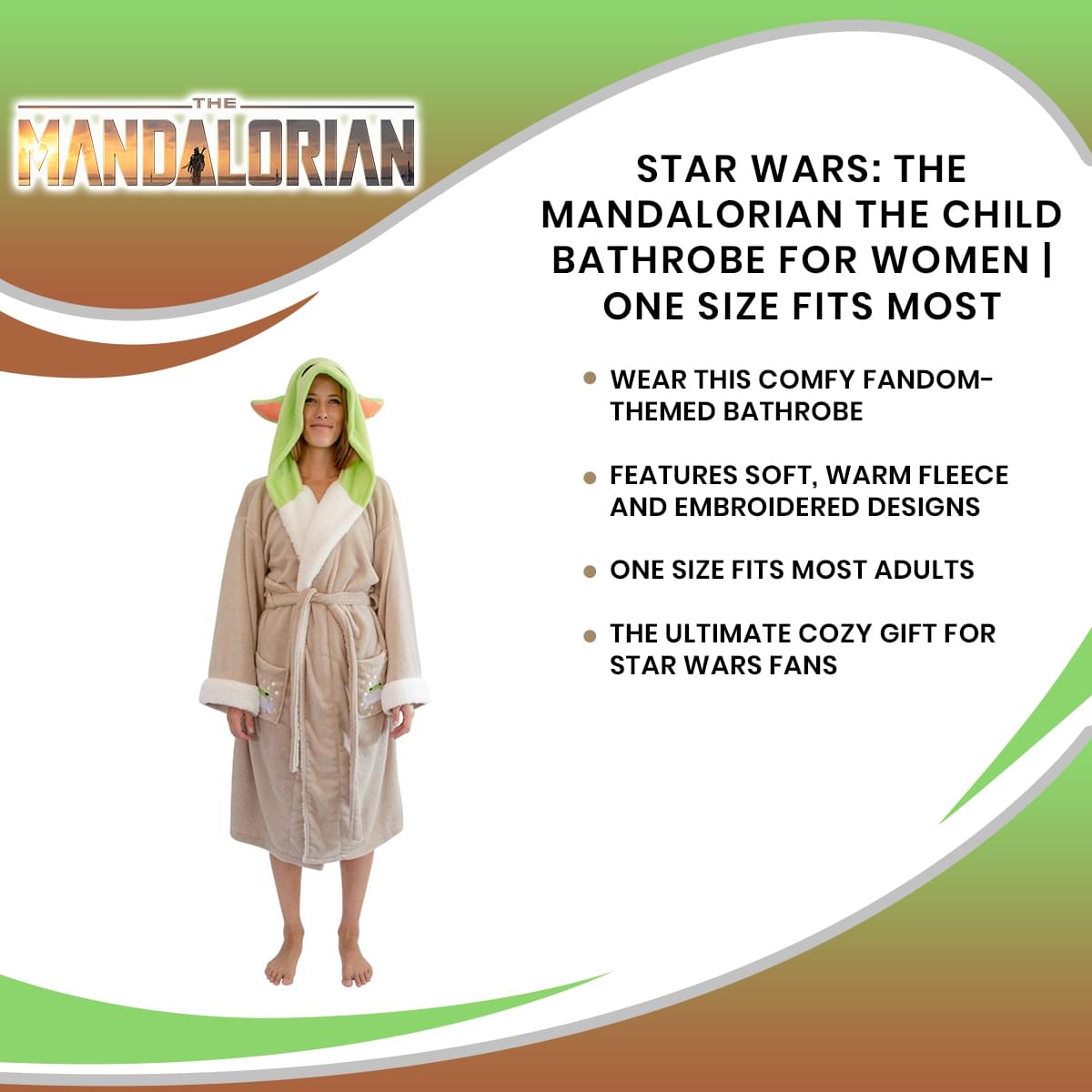 Star Wars: The Mandalorian The Child Bathrobe for Women | One Size Fits Most
