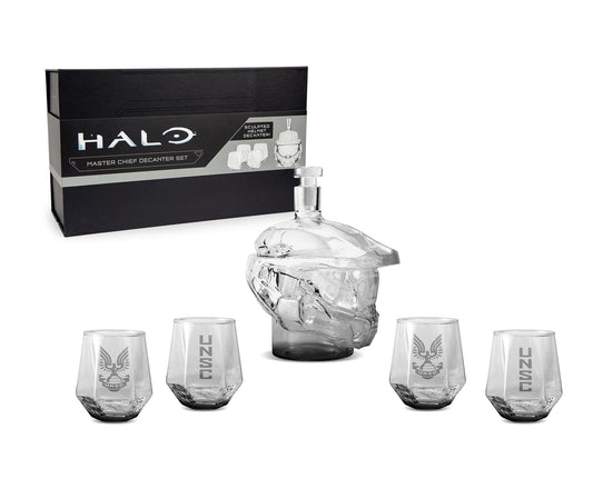 Halo Infinite Master Chief Helmet 6-Piece Whiskey Decanter Set with Glasses