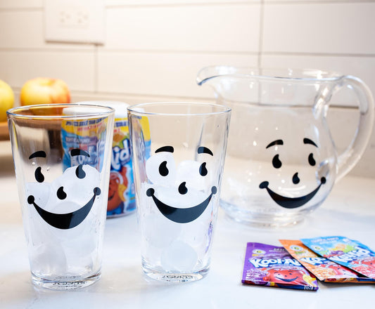 Kool-Aid Man 64-Ounce Glass Pitcher and Two 16-Ounce Pint Glasses