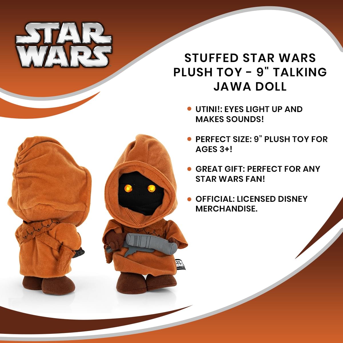 Stuffed Star Wars Plush Toy - 9" Talking Jawa Doll