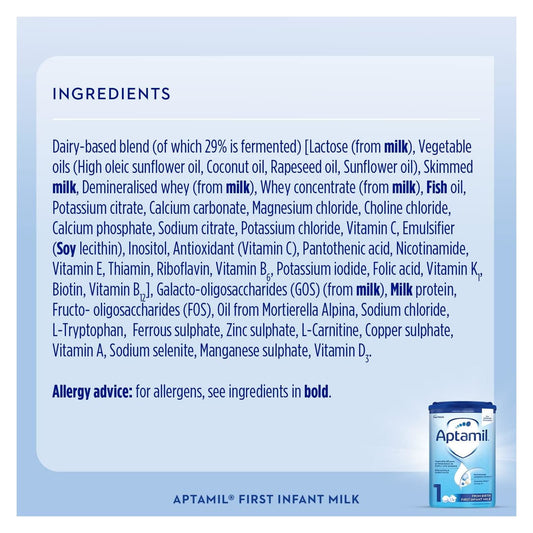 Aptamil 1 First Baby Milk Formula Powder from Birth 800g BBE 25/12/25