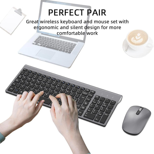 Cimetech Wireless Keyboard & Mouse Combo 2.4G Ultra-Thin Grey