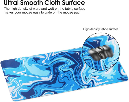 HoYiXi Mouse Pad for Home Office Work,Gaming Mouse Pad Desk Pad Soft Smooth Surface and Anti-Slip Rubber Base Waterproof Soft Cloth XX Mouse Mat 600 x 300 x 3MM,Blue