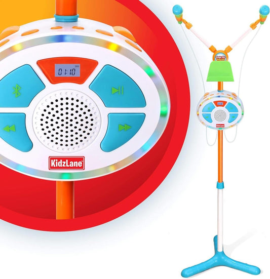 Kids Karaoke Machine Music Player +Two Mics Bluetooth LED Lights Sound Effects