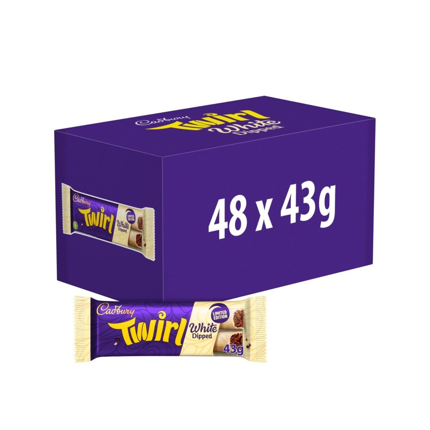 Cadbury White dipped Twirl Bars 43g (Box of 48)