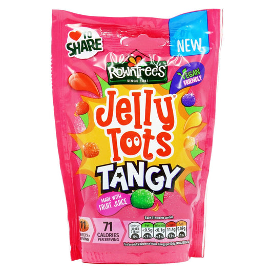 Rowntree's Jelly Tots Tangy Sweets Sharing Bag 140g (Box of 10)