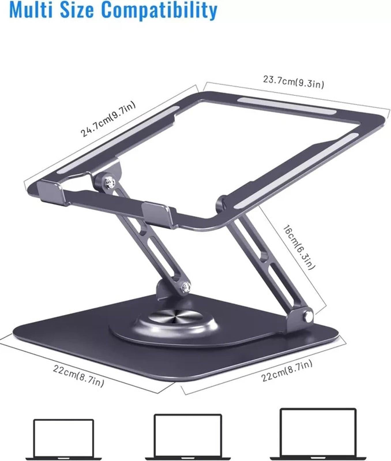 Laptop Stand Riser 360° Rotating Base Adjustable Macbook Pro Tablets 10-17"