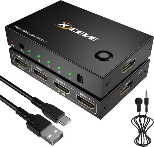 5 in 1 out Ports HDMI Switch 4K@60Hz HDMI 2.0 Remote HDR HDCP2.2 3D 1080P