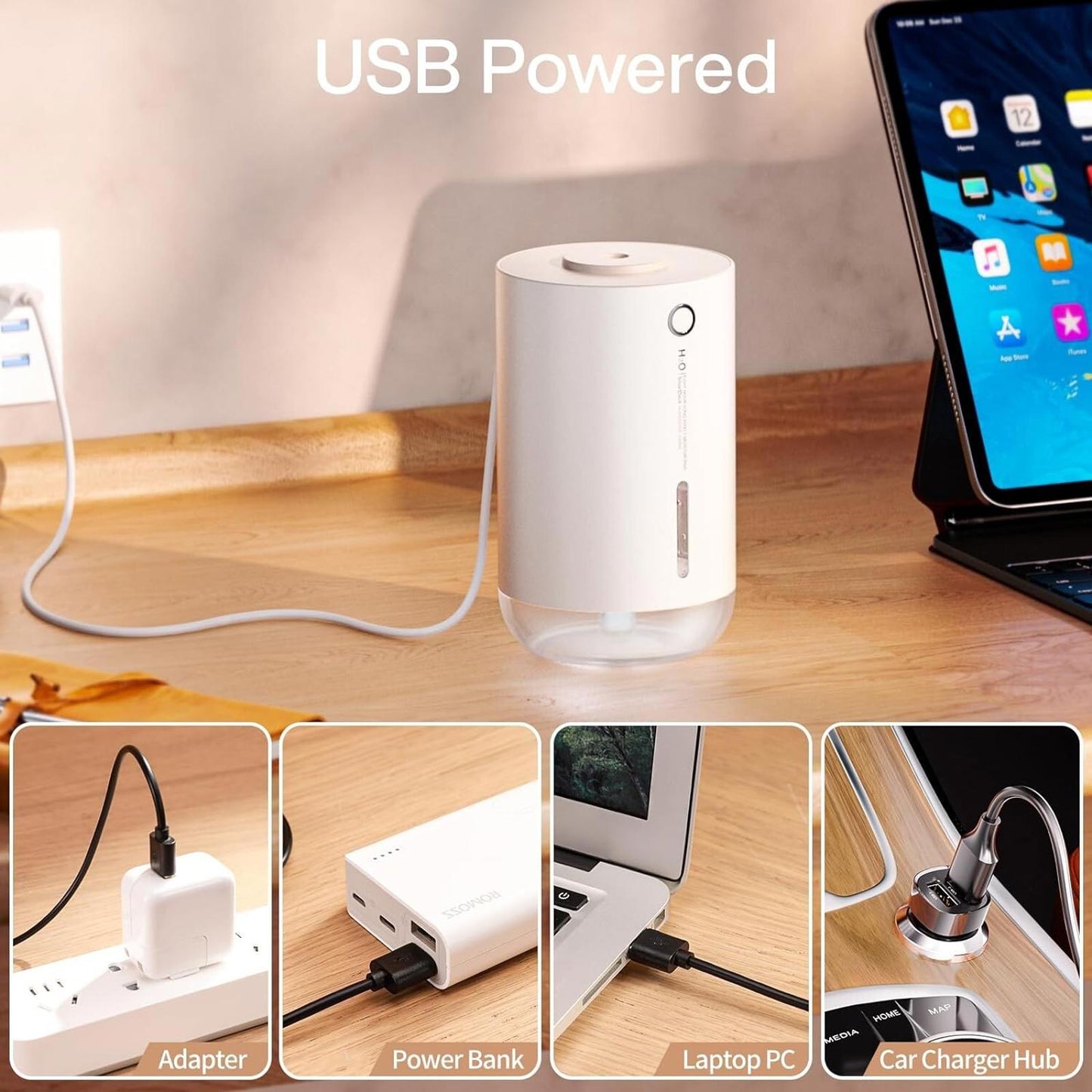 SMARTDEVIL - Humidifiers 500ml for Bedroom, Small Humidifiers, USB, White, New