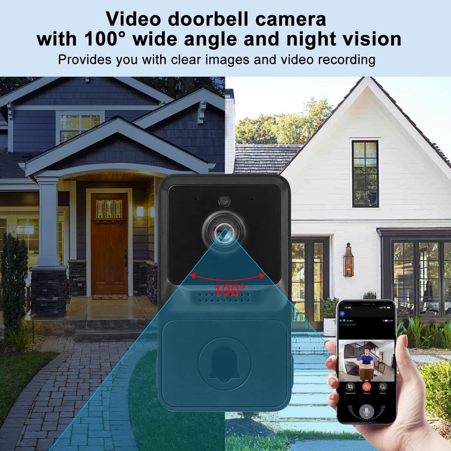 Video Doorbell Wireless Smart Security Camera 2-Way Audio Real-Time Monitoring