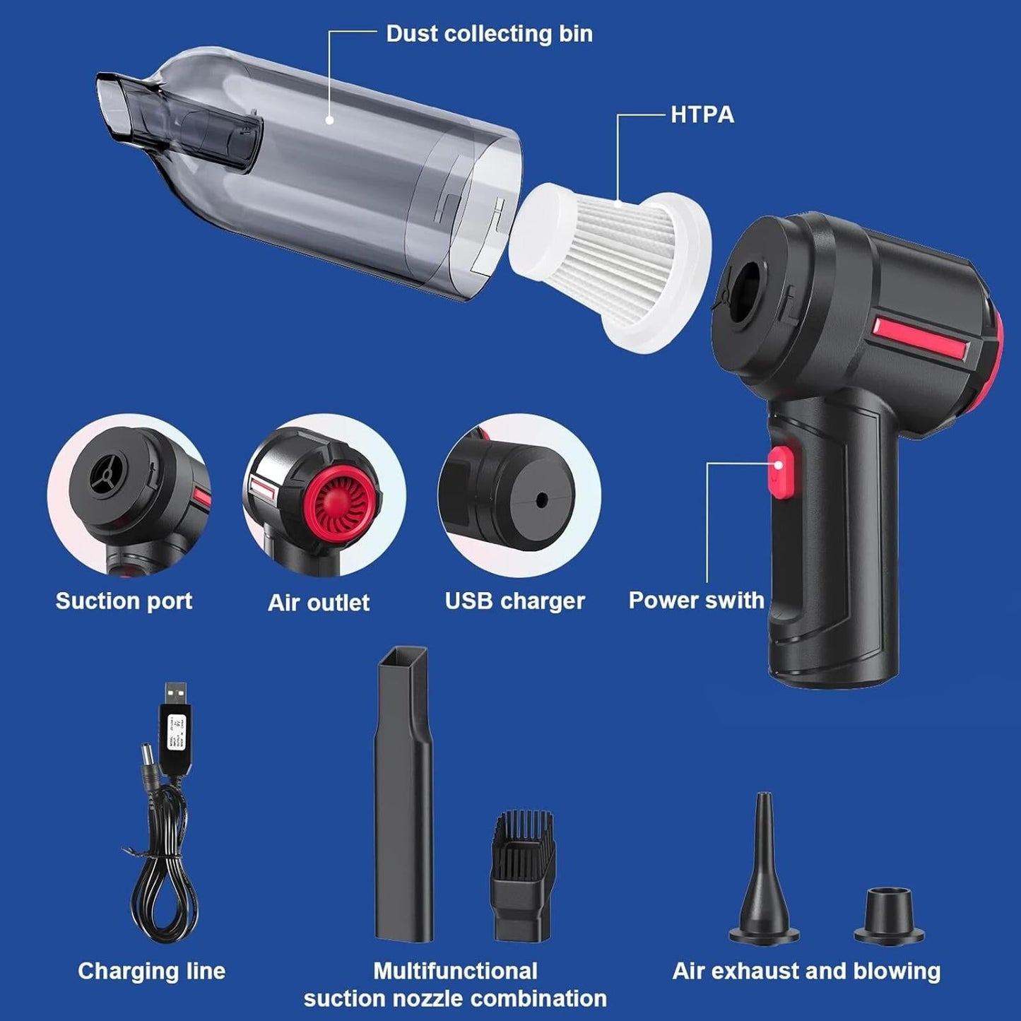 RaMokey - Handheld Vacuum Cordless, Mini Car Vacuum Cleaner, Rechargeable, New.