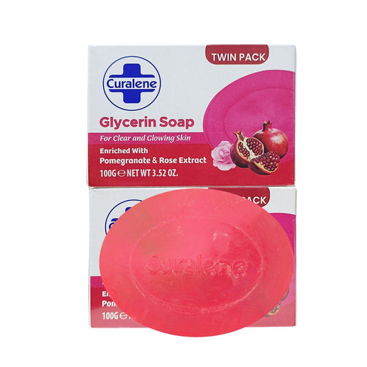 Curalene Glycerin Soap with Pomegranate and Rose Extract (Twin Pack) 100g