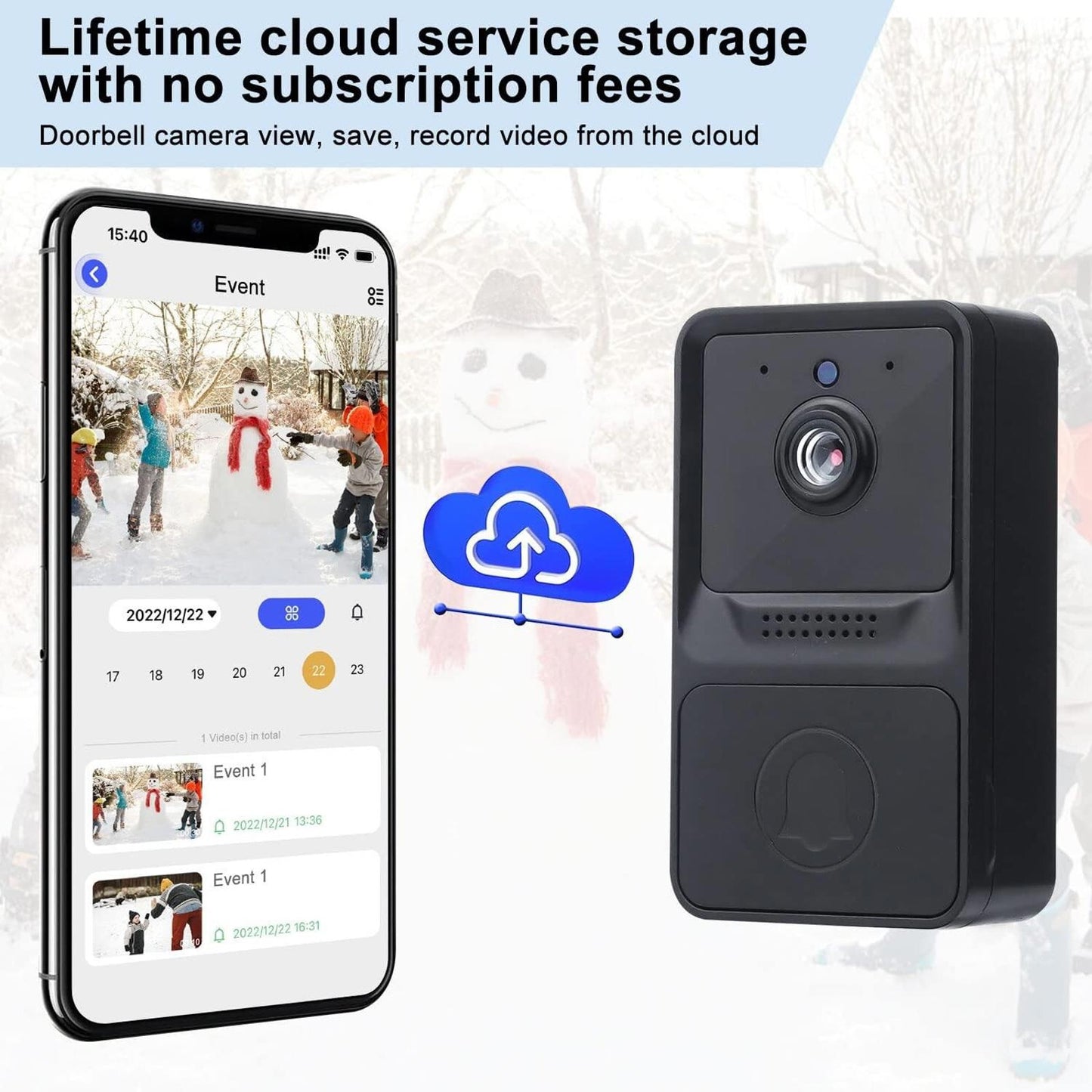 Video Doorbell Wireless Smart Security Camera 2-Way Audio Real-Time Monitoring