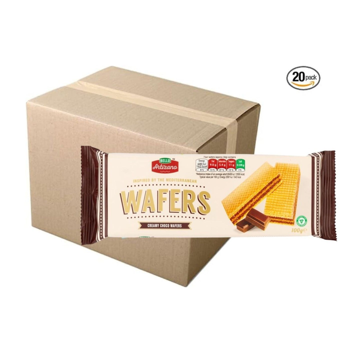 Bello Artizano Cream Wafers Creamy Choco 100g (Box of 20)