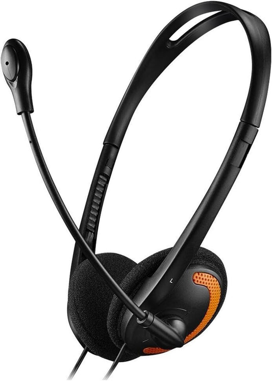 Canyon HS-01 Stereo PC Headset with Adjustable Microphone - Black/Orange