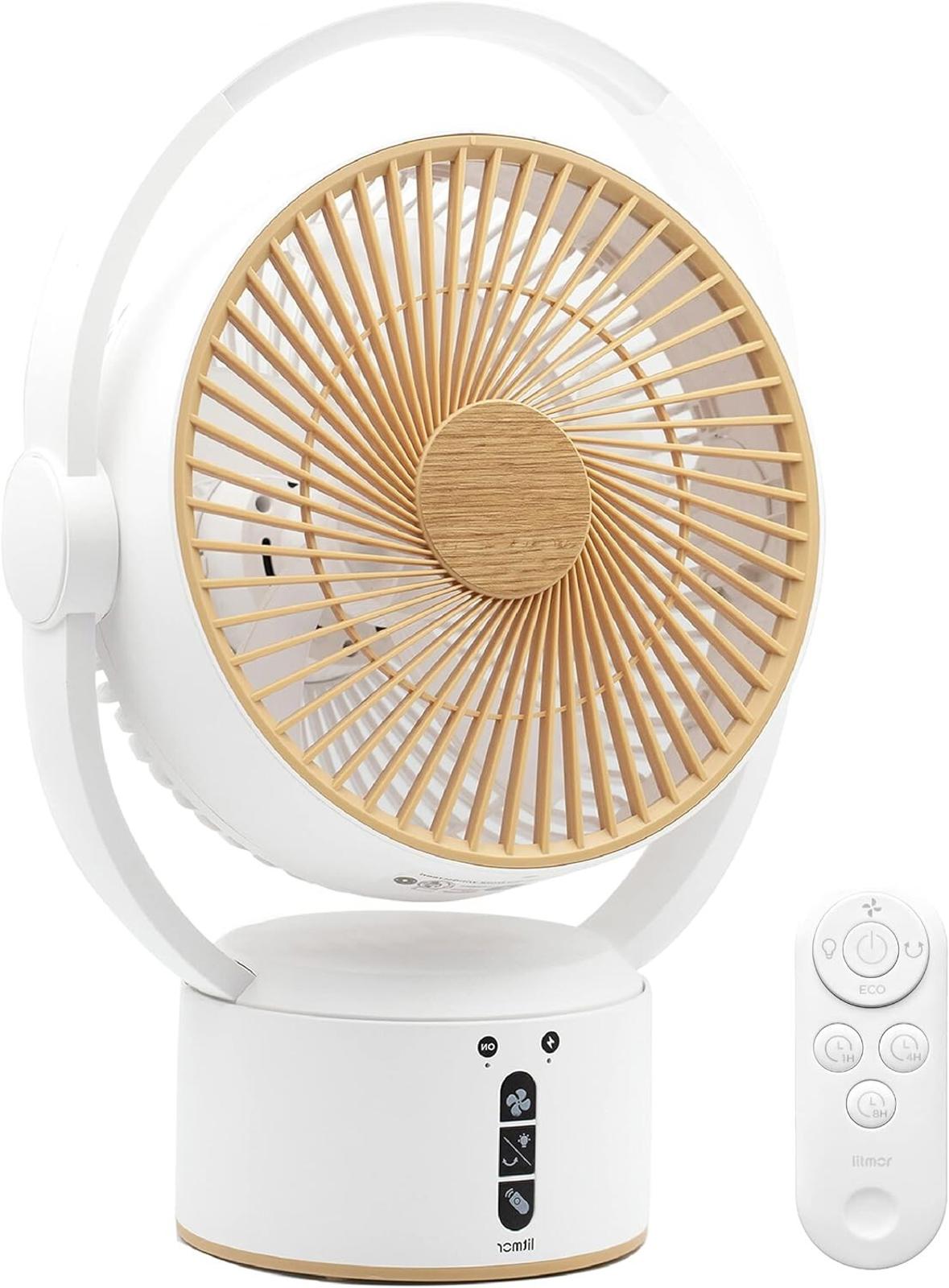 Litmor Air Circulator Fan Rechargeable quiet DC motor remote control timer