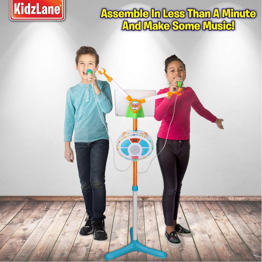 Kids Karaoke Machine Music Player +Two Mics Bluetooth LED Lights Sound Effects