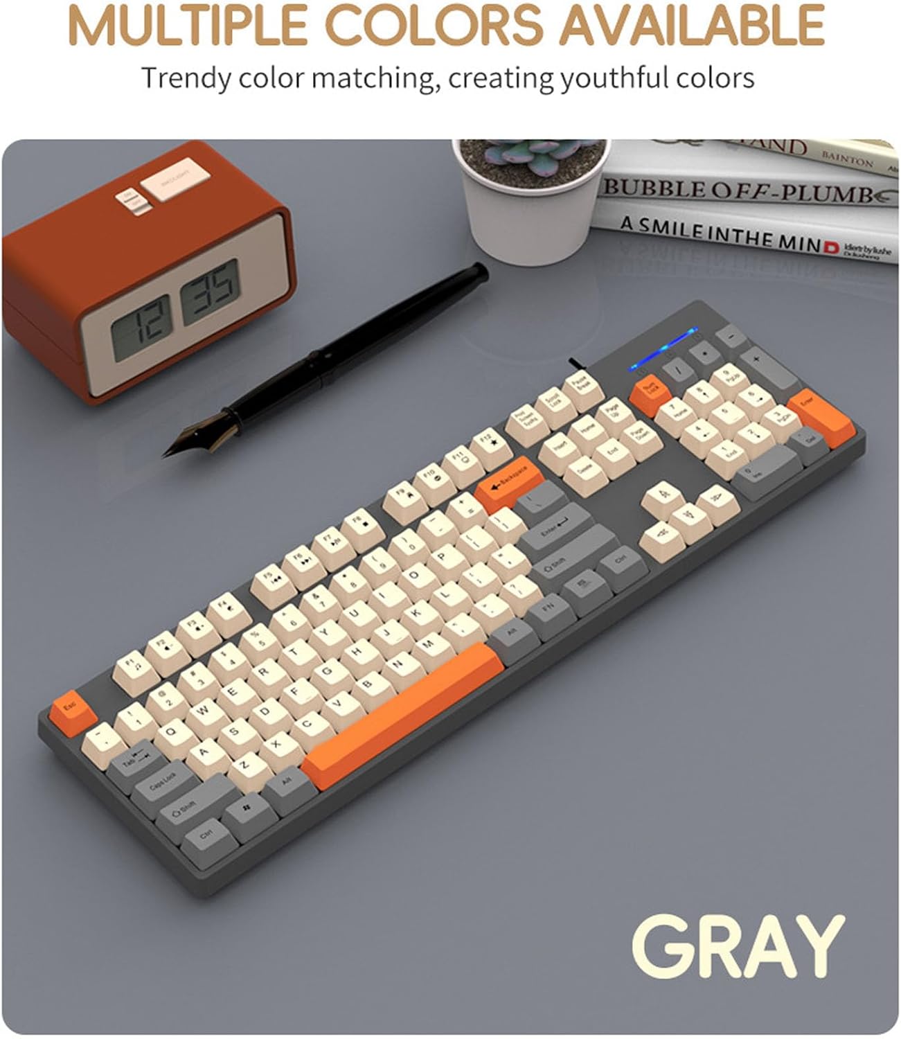 Elprico Wired Keyboard, Multimedia USB, Foldable Stands, USB Plug and Play, Office & Gaming, XP 7 8 10 11, OS X (Grey)