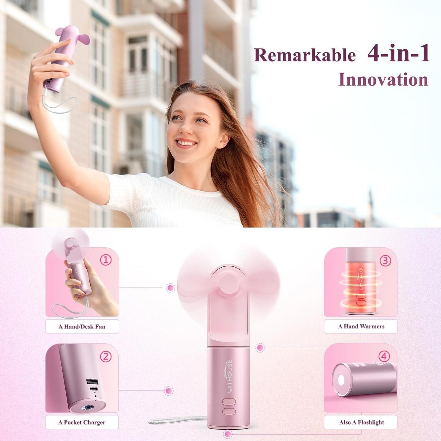 Hand Warmers Rechargeable Portable Handheld Desk Fan Power Bank torch