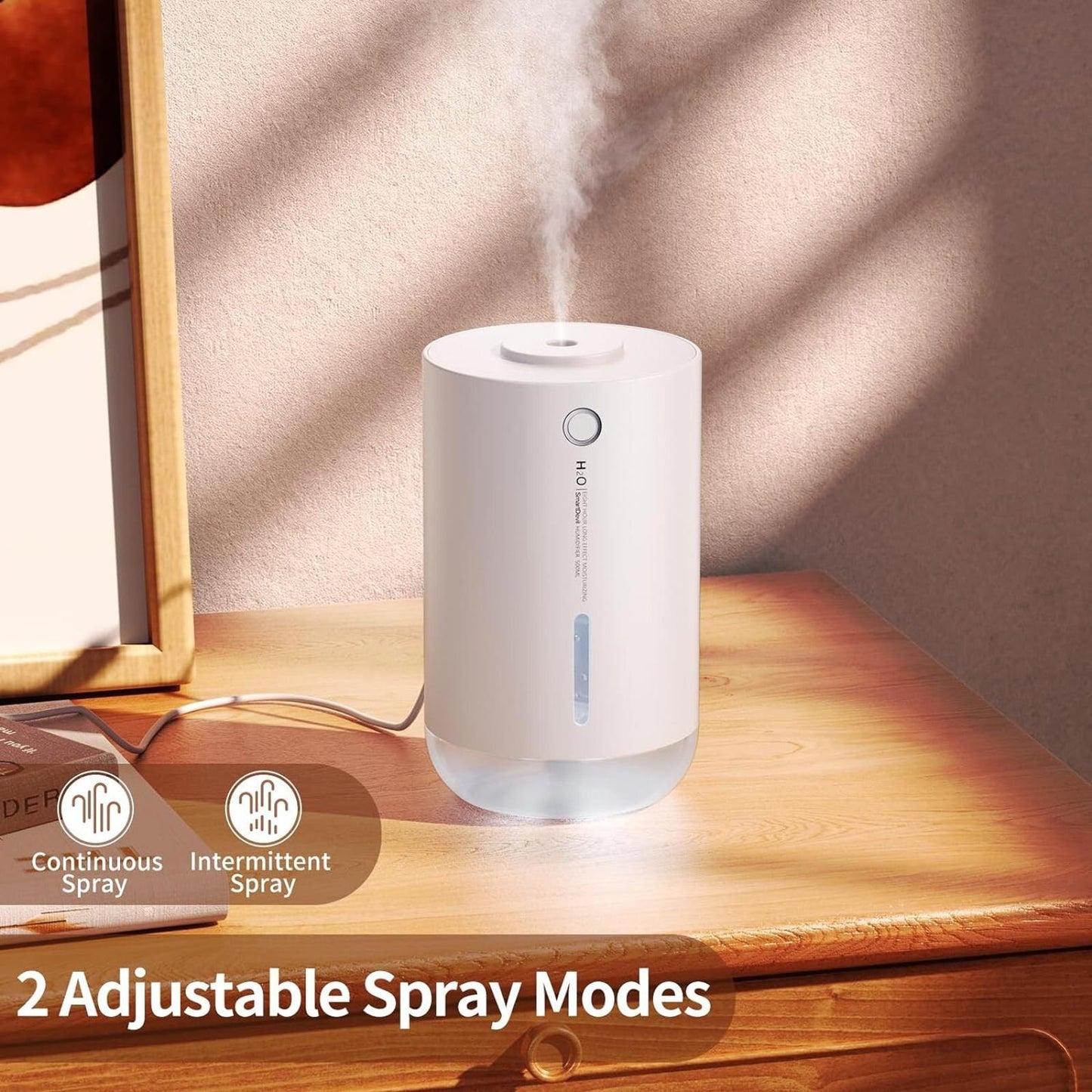 SMARTDEVIL - Humidifiers 500ml for Bedroom, Small Humidifiers, USB, White, New