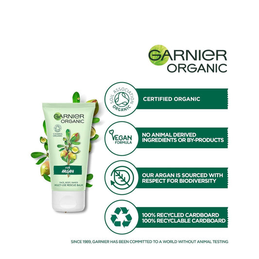 Garnier Organic Argan Multi Use Rescue Balm for Face, Body and Hands, 50ml