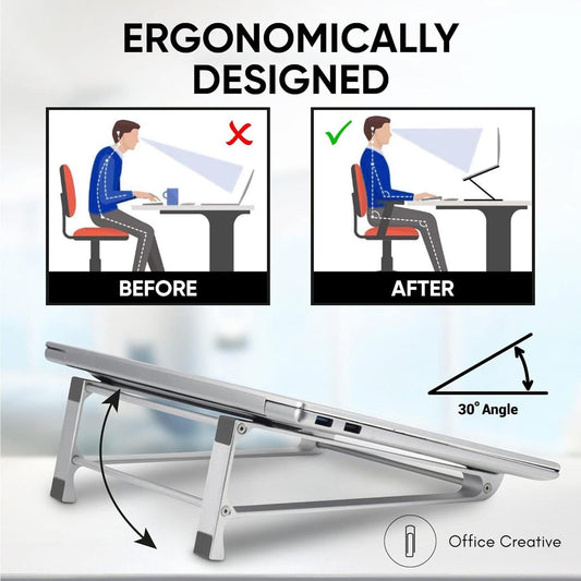 2 In 1 Laptop stand Riser Vertical Storage Aluminium and Ergonomically Designed