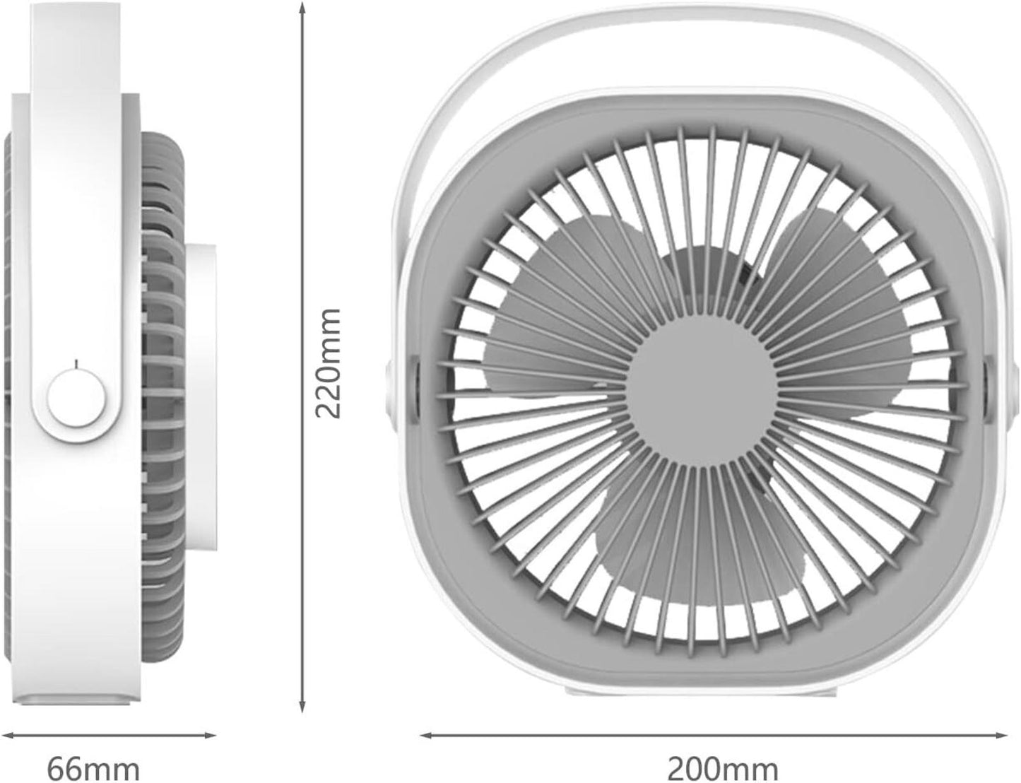 Condinggen Portable Small Desk Fan,360 Degrees Rotatable Table Fan, White, New