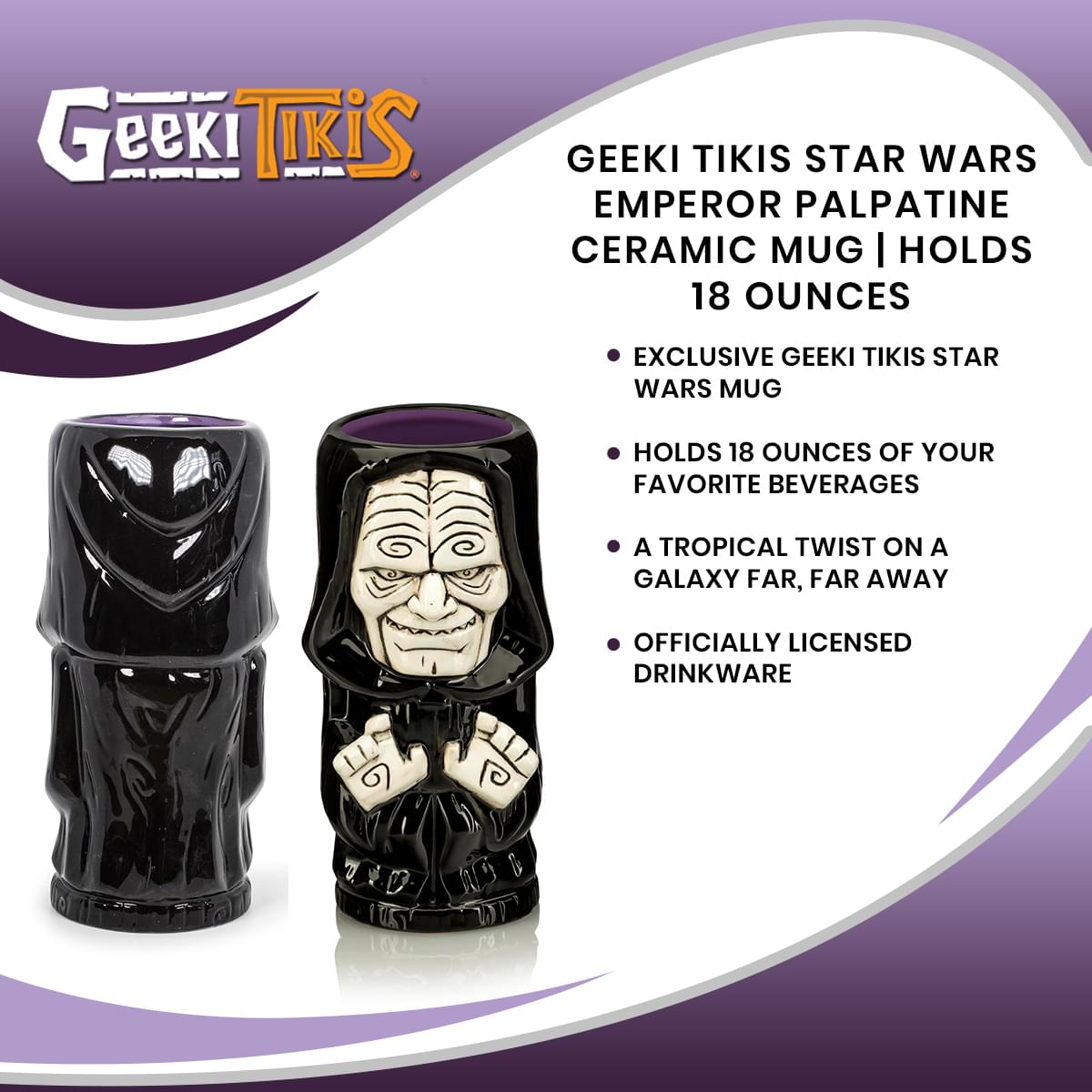 Geeki Tikis Star Wars Emperor Palpatine Ceramic Mug | Holds 18 Ounces
