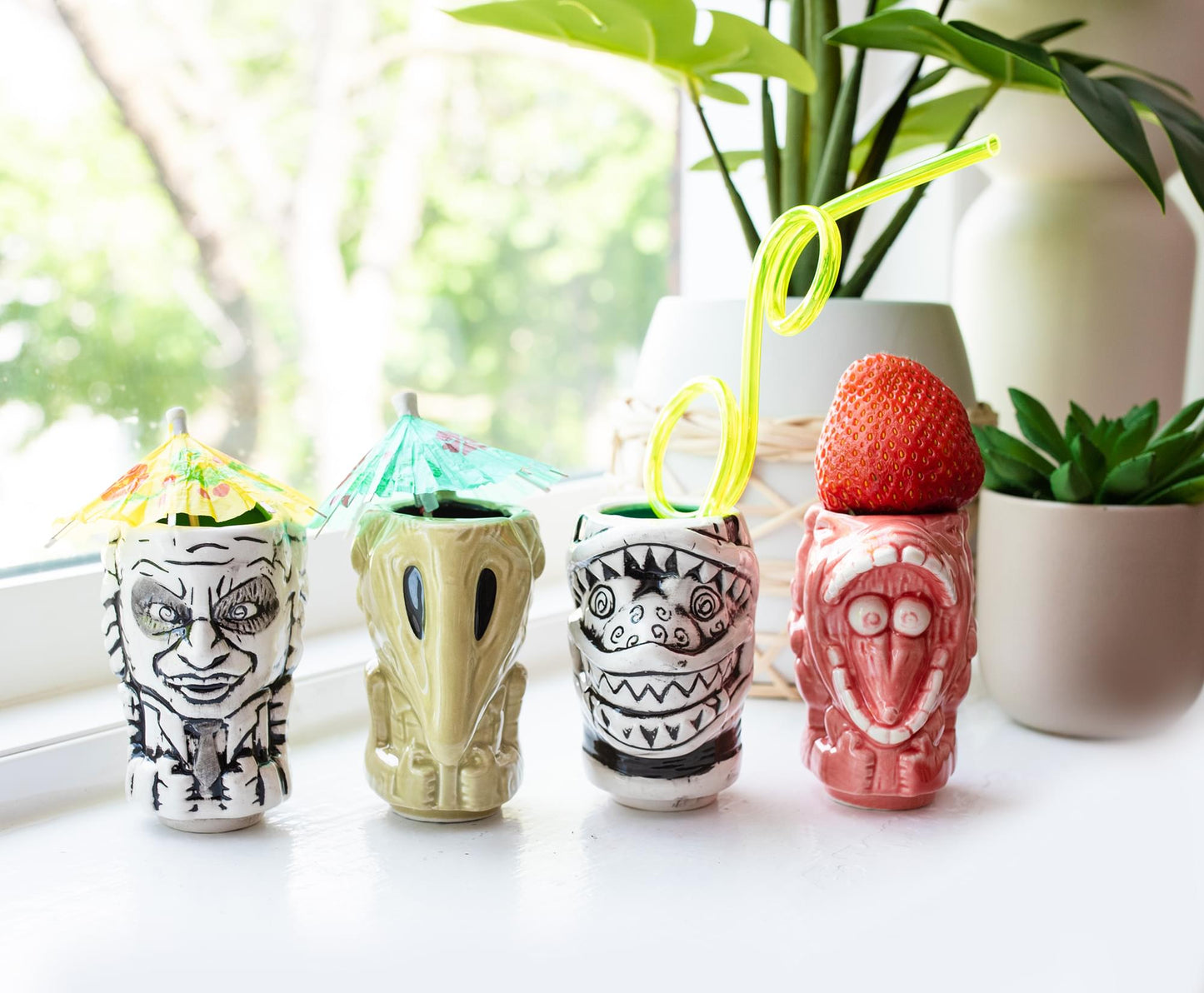 Geeki Tikis Beetlejuice Muglets 4-Pack | Beetlejuice, Sandworm, Adam, Barbara