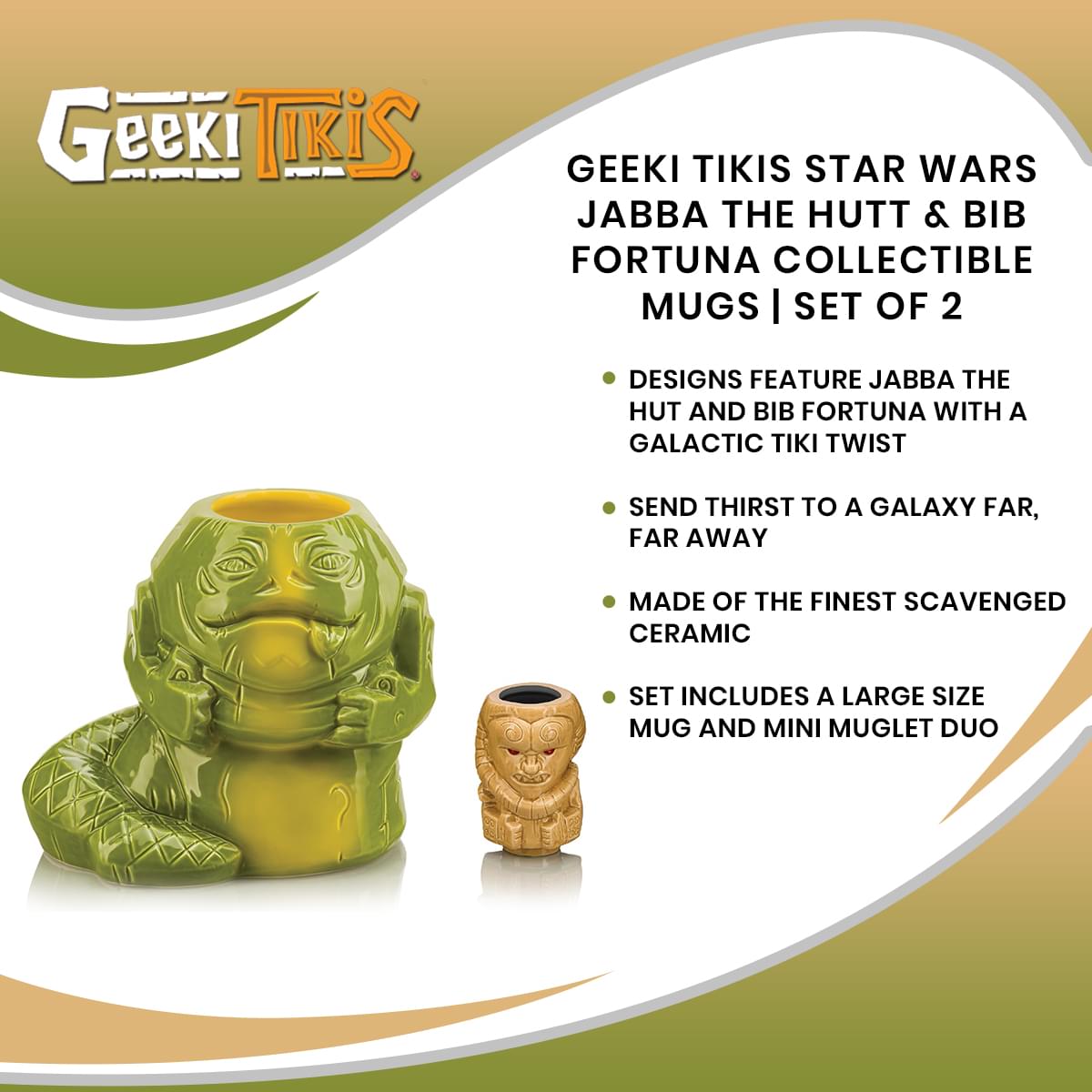 Geeki Tikis Star Wars Jabba The Hutt & Bib Fortuna Collectible Mugs | Set Of 2