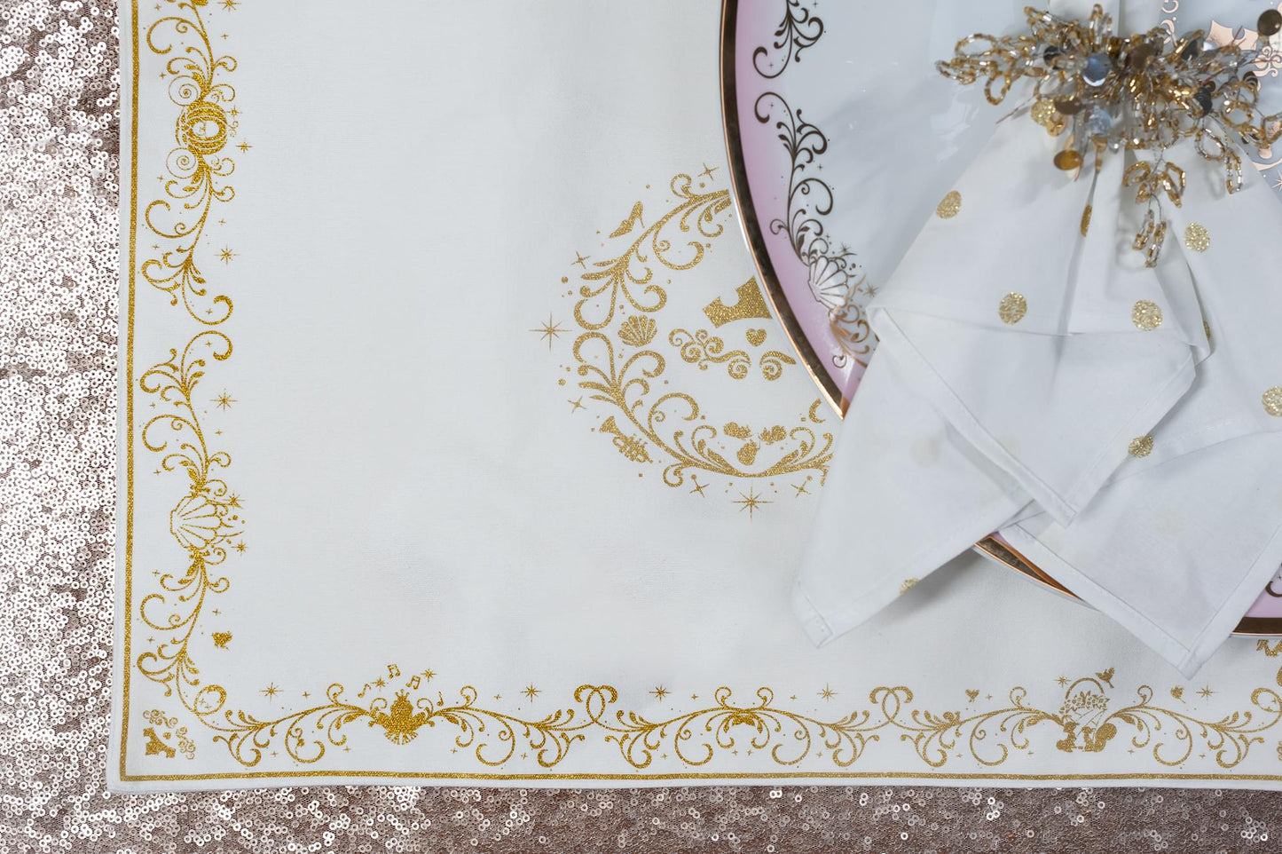 Disney Princess Cotton Placemat Set | Set Of 4 18 x 14 Inch Cotton Fabric Mats