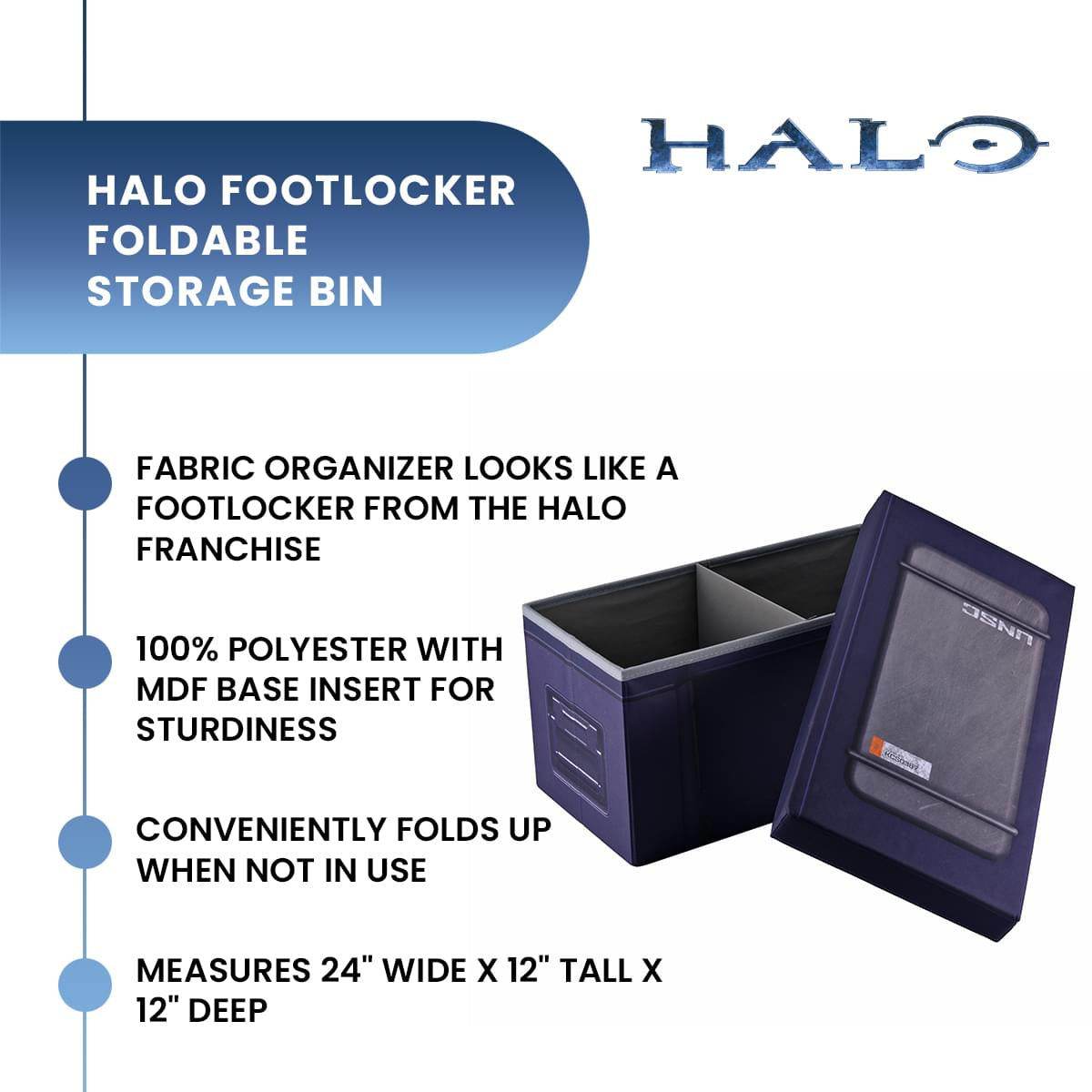 Halo UNSC Footlocker Foldable Storage Bin | 24 x 12 Inches