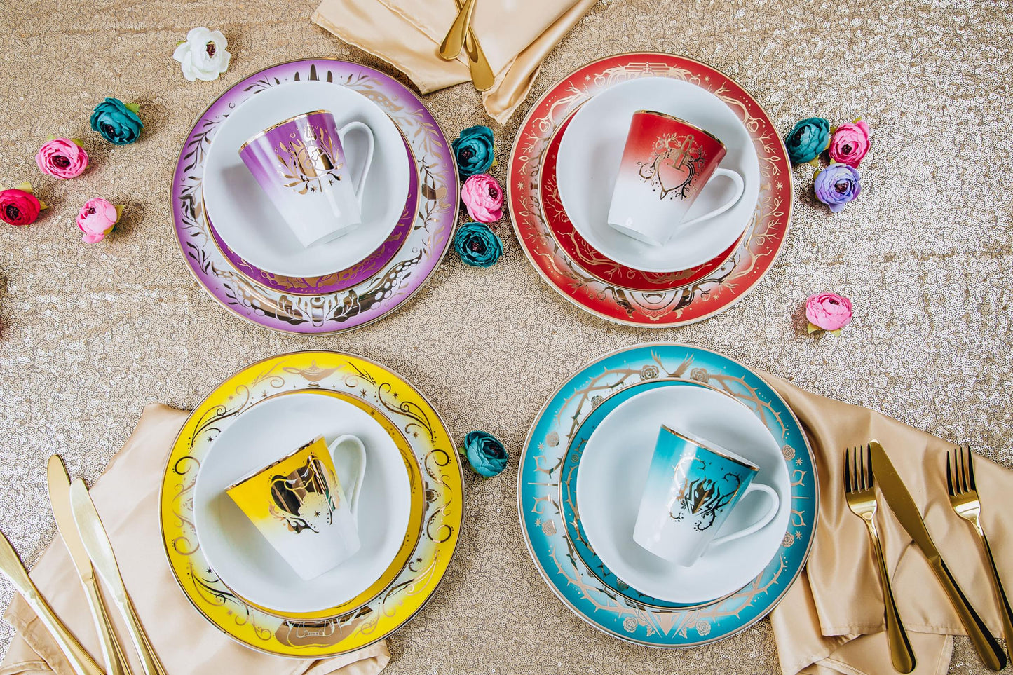 Disney Villains 16-Piece Dinnerware Set | Maleficent, Evil Queen, Jafar, Ursula