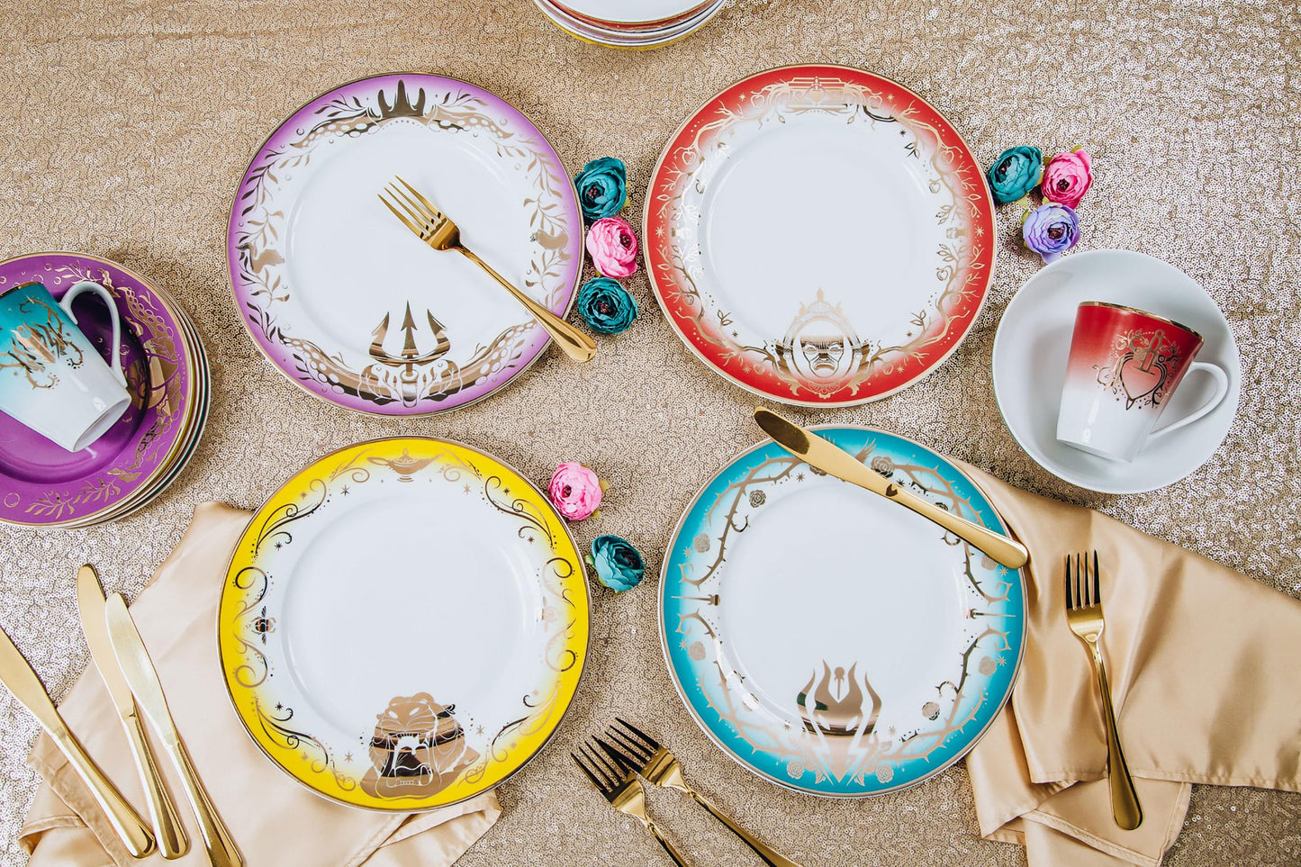 Disney Villains 16-Piece Dinnerware Set | Maleficent, Evil Queen, Jafar, Ursula