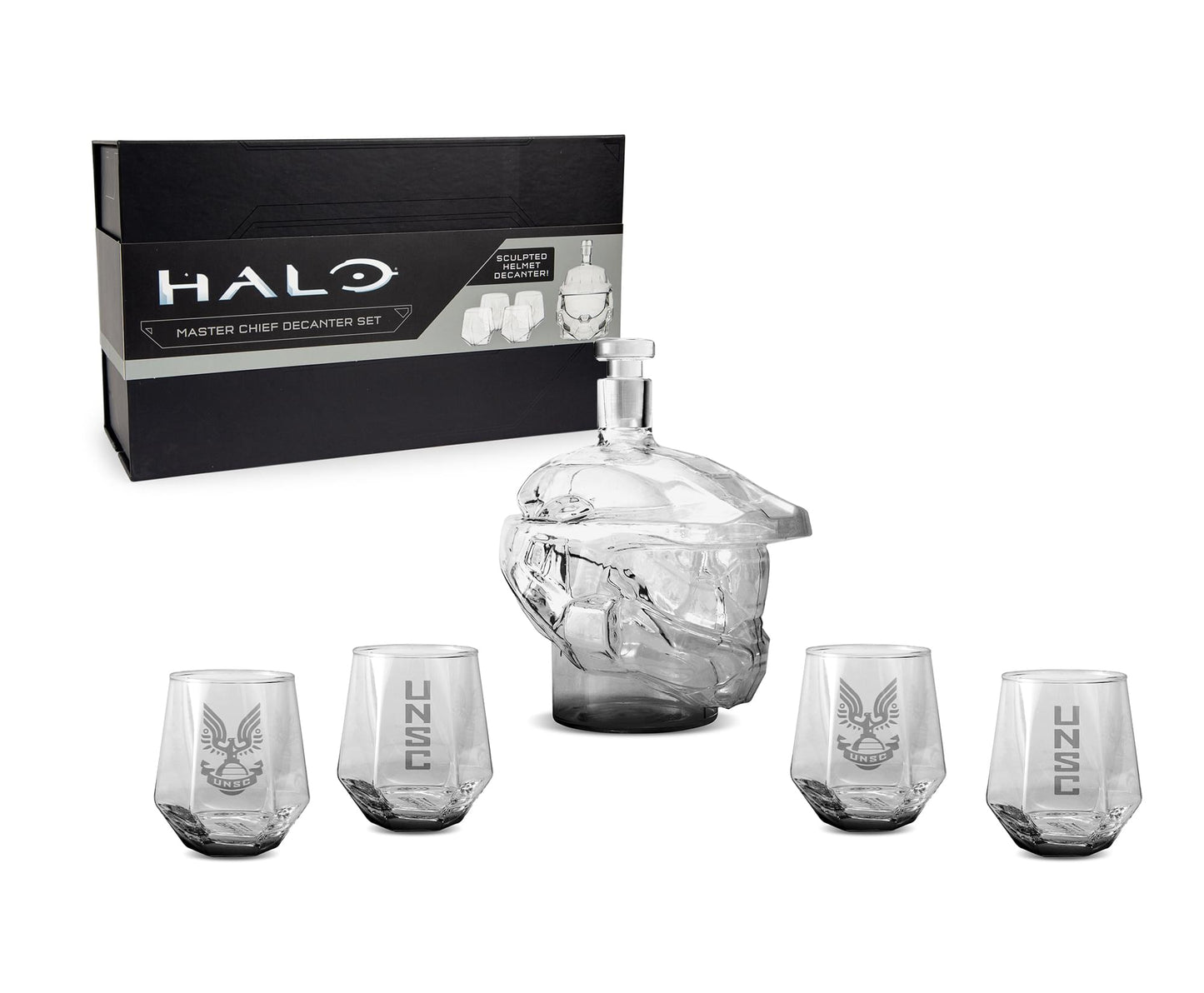 Halo Infinite Master Chief Helmet 6-Piece Whiskey Decanter Set with Glasses