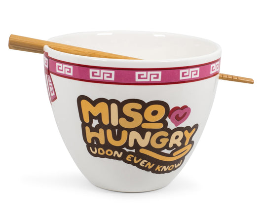 Miso Hungry Japanese Dinnerware Set | 16-Ounce Ramen Bowl and Chopsticks