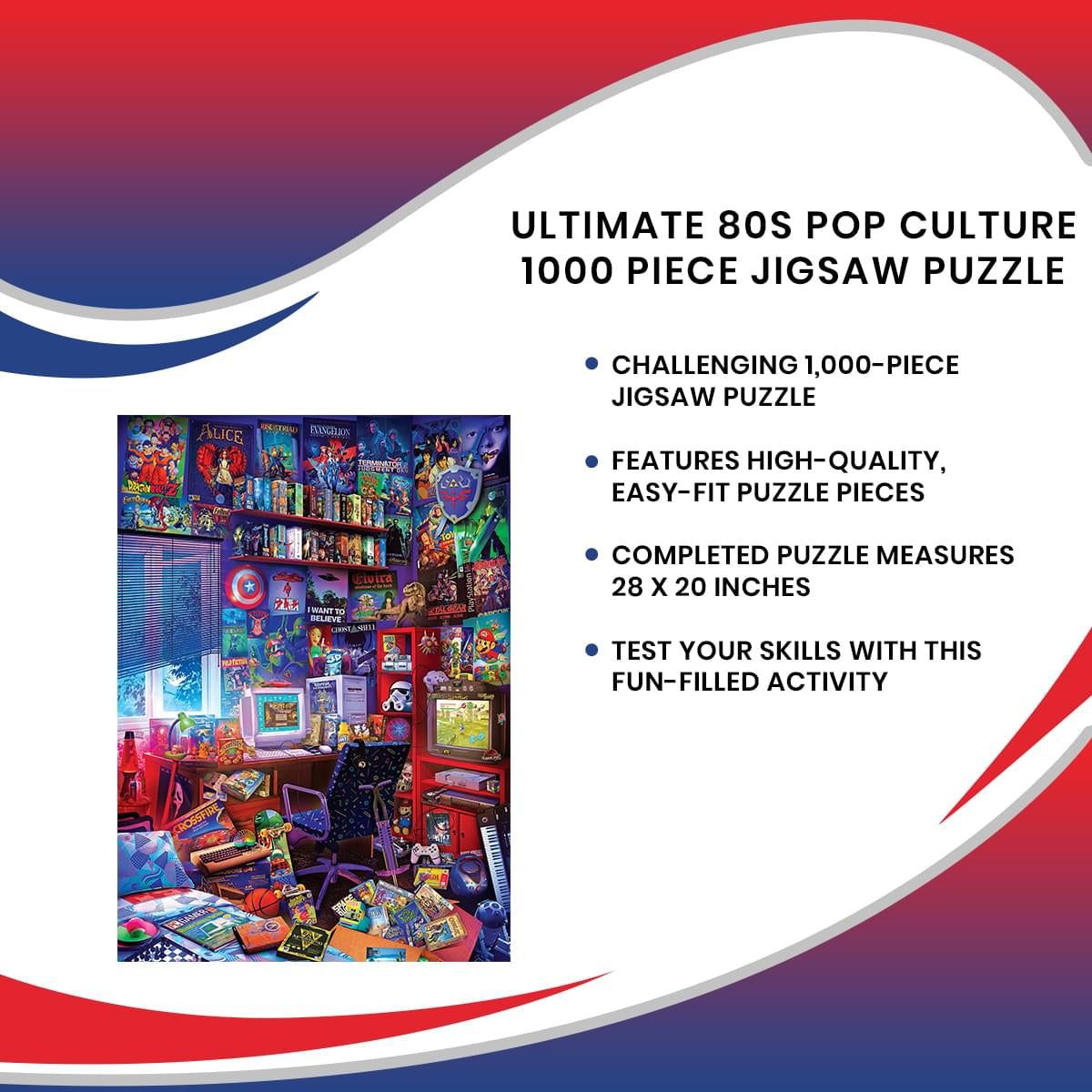 '80s Game Room Pop Culture 1000 Piece Jigsaw Puzzle By Rachid Lotf