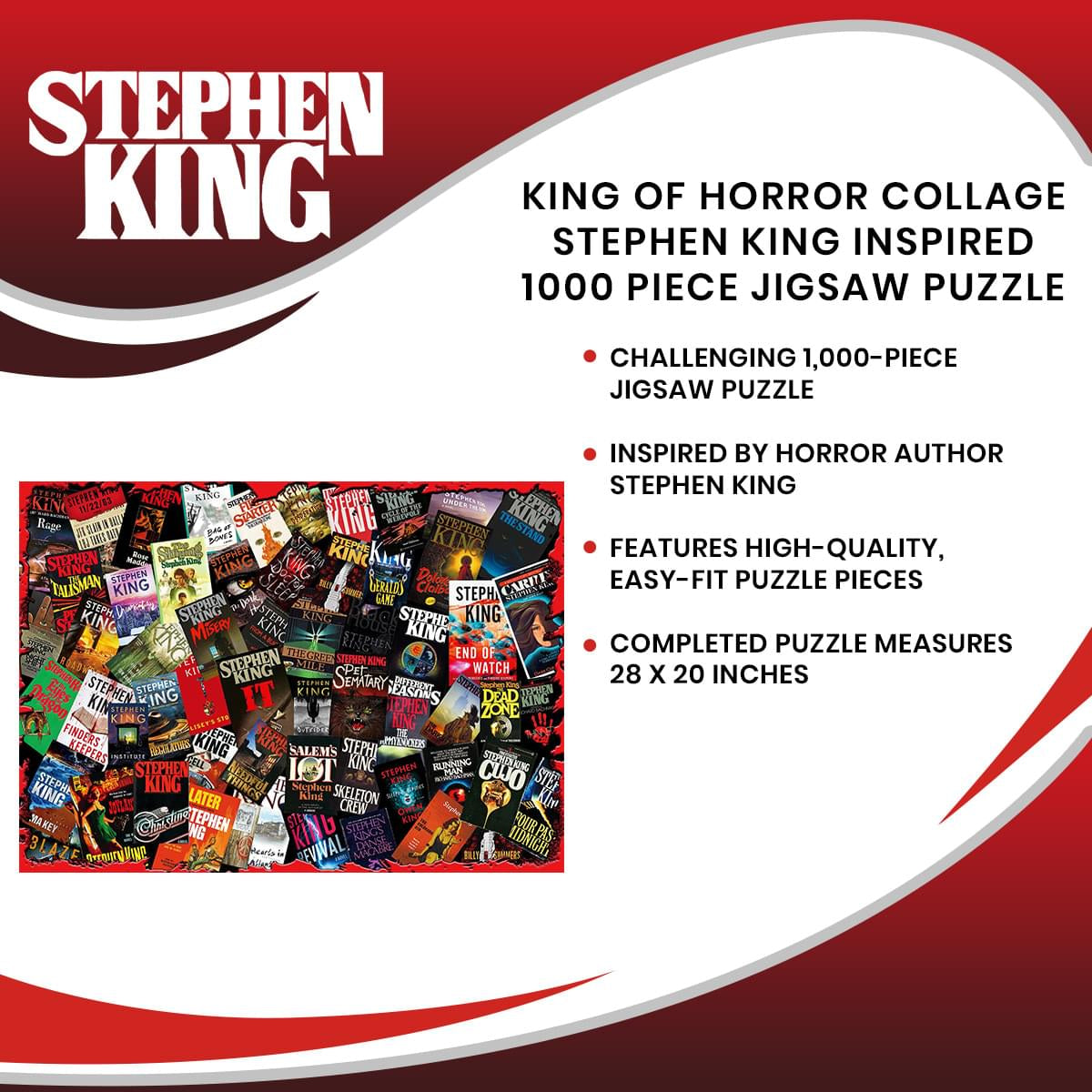King of Horror Collage Stephen King Inspired 1000 Piece Jigsaw Puzzle