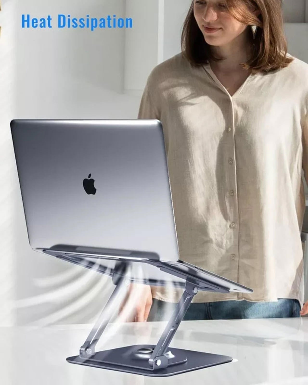 Laptop Stand Riser 360° Rotating Base Adjustable Macbook Pro Tablets 10-17"