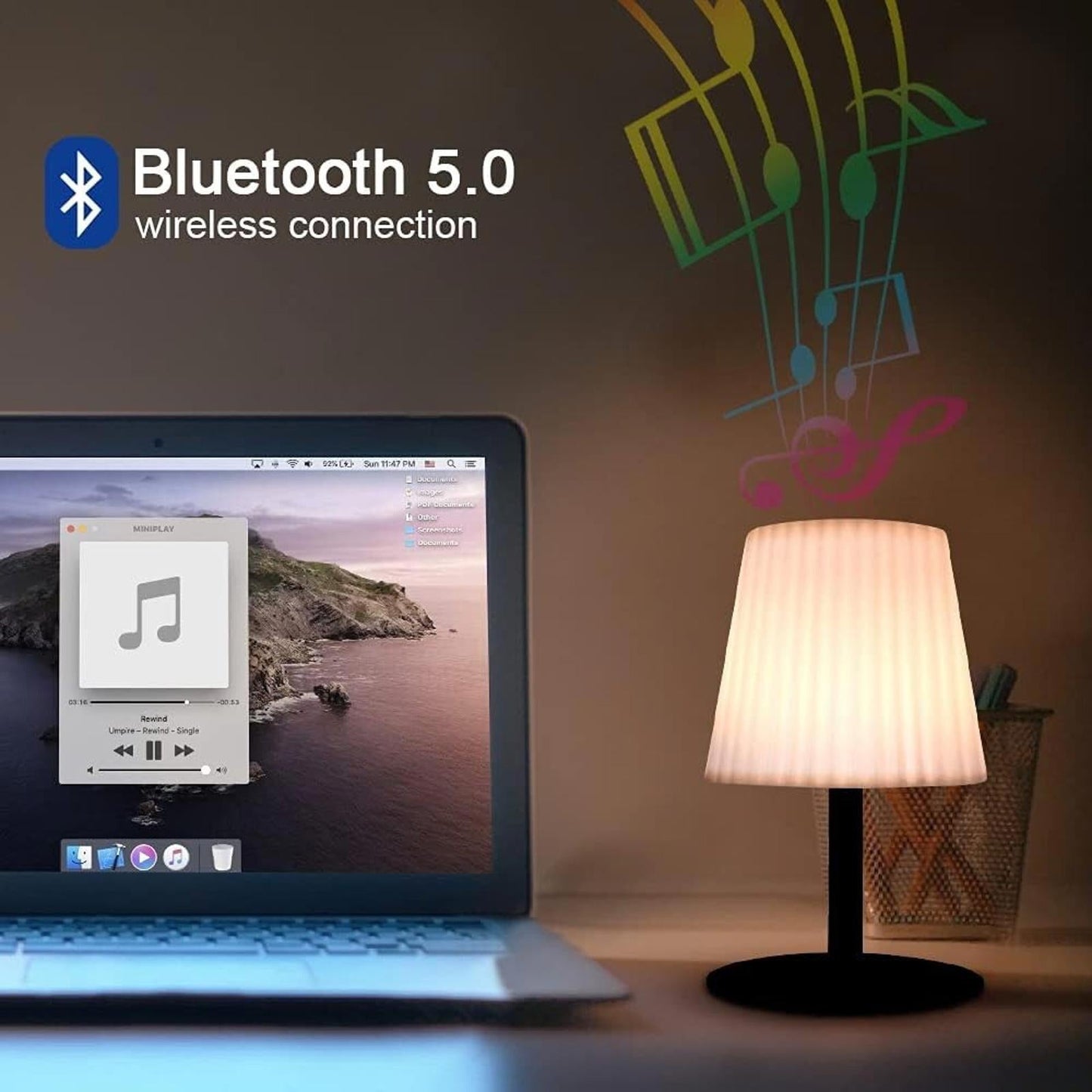 uuffoo RGB Table Lamp Bluetooth Speaker Rechargeable Night Light Remote Wireless