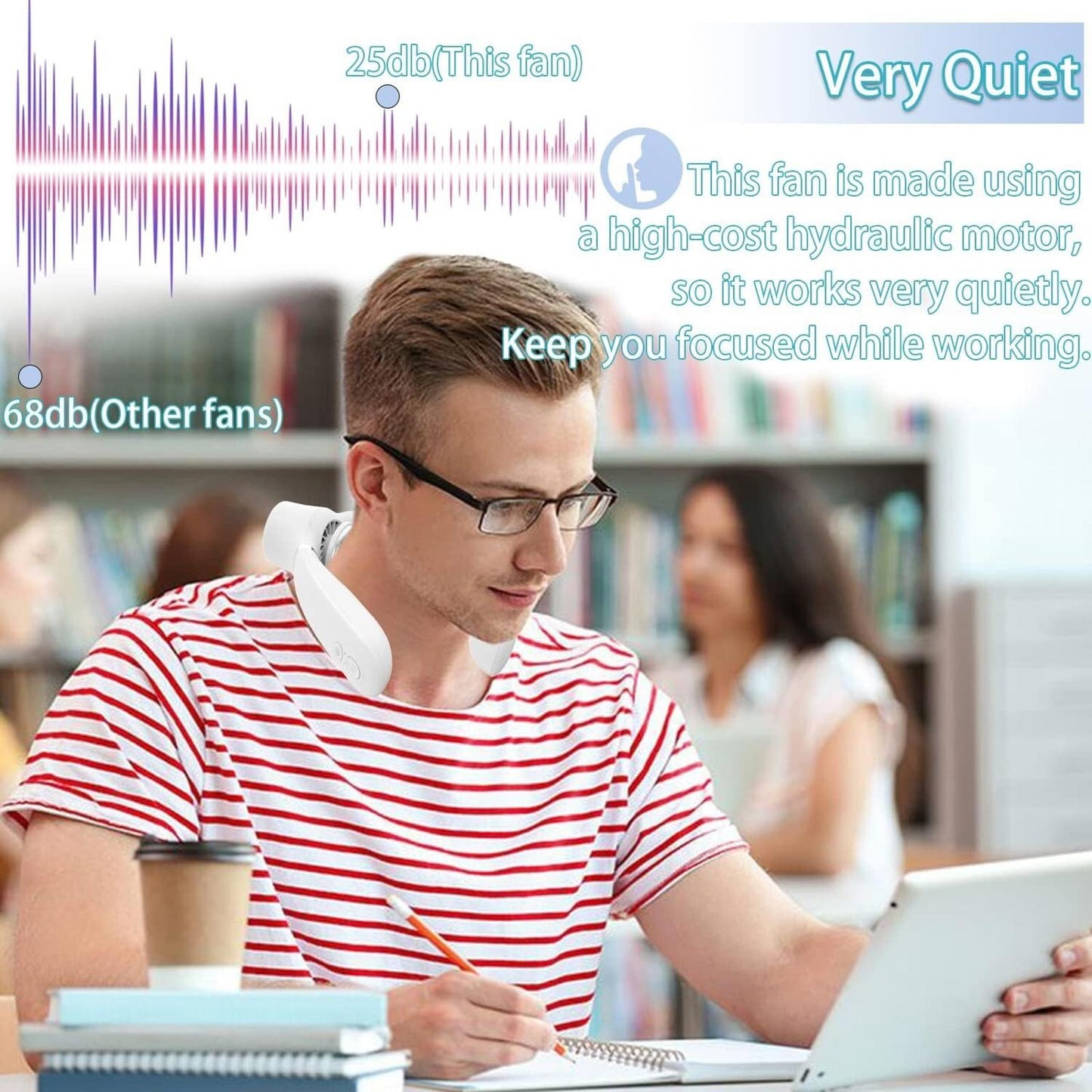 Neck Fan with Double Cooling Plate 3s produces 46.40°F Bladeless Portable Quiet