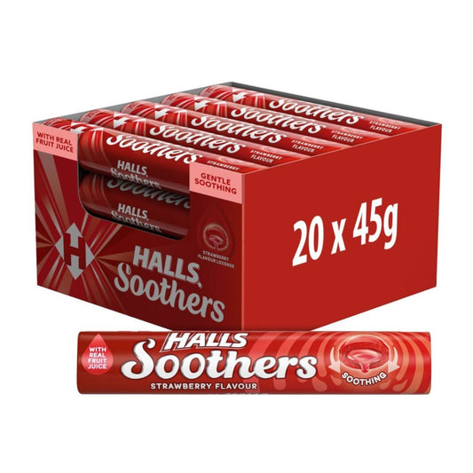 Halls Soothers Strawberry Sweets Flavour, 45g (Box of 20)