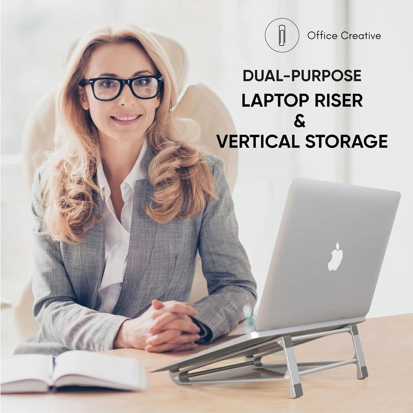 2 In 1 Laptop stand Riser Vertical Storage Aluminium and Ergonomically Designed