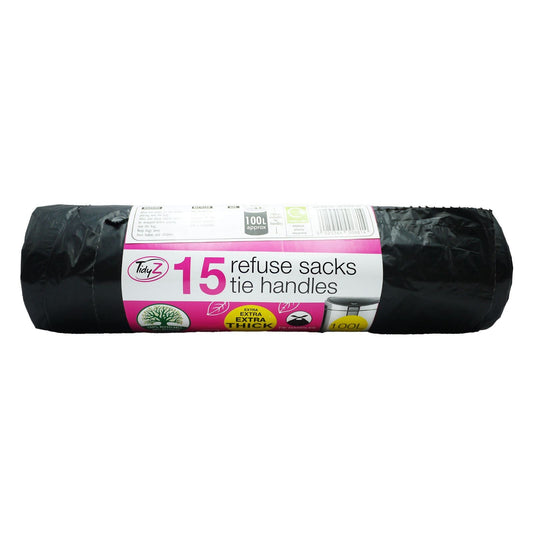 Tidyz Refuse Tie Handles Extra Thick 100 L 15's